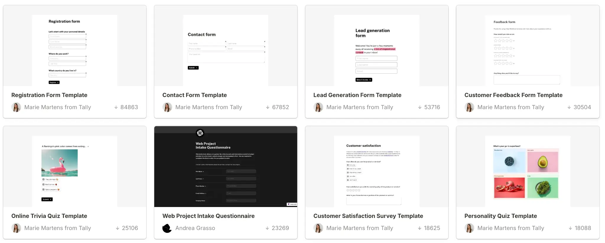 Tally templates library