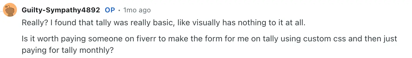 Tally review on Reddit