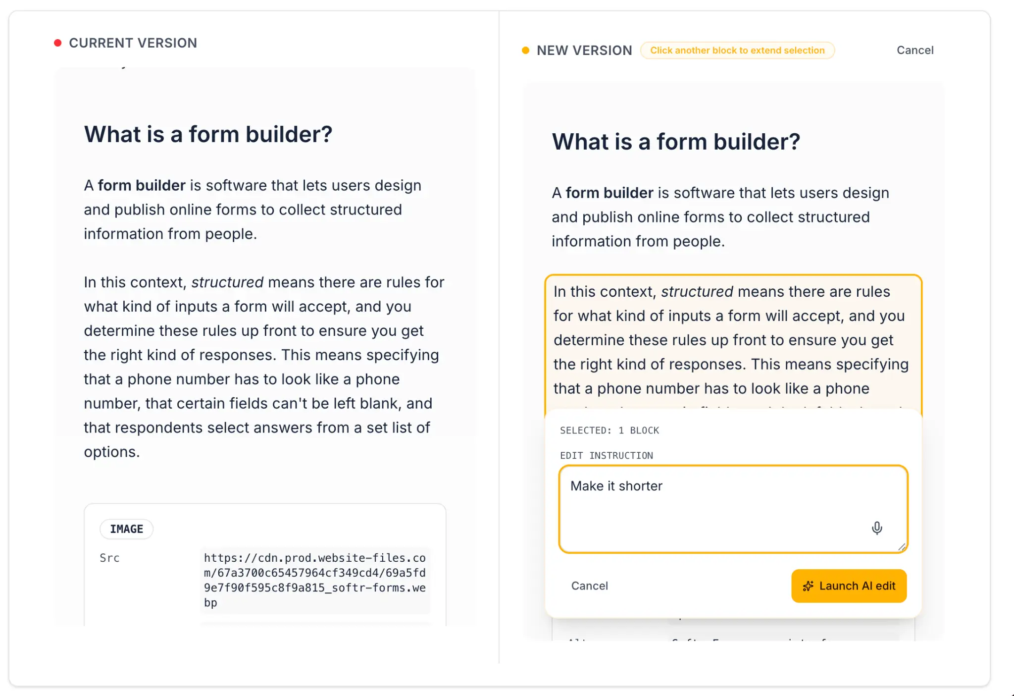 Softr Vibe Coding block prompr