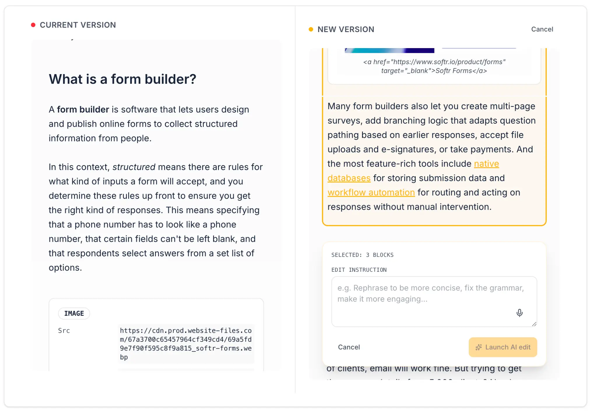 Multi-selection for batch review