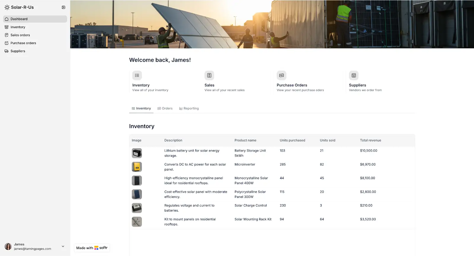 Softr inventory tracker app