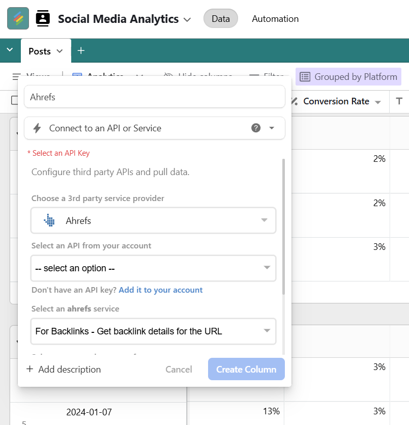 Stackby social media analytics