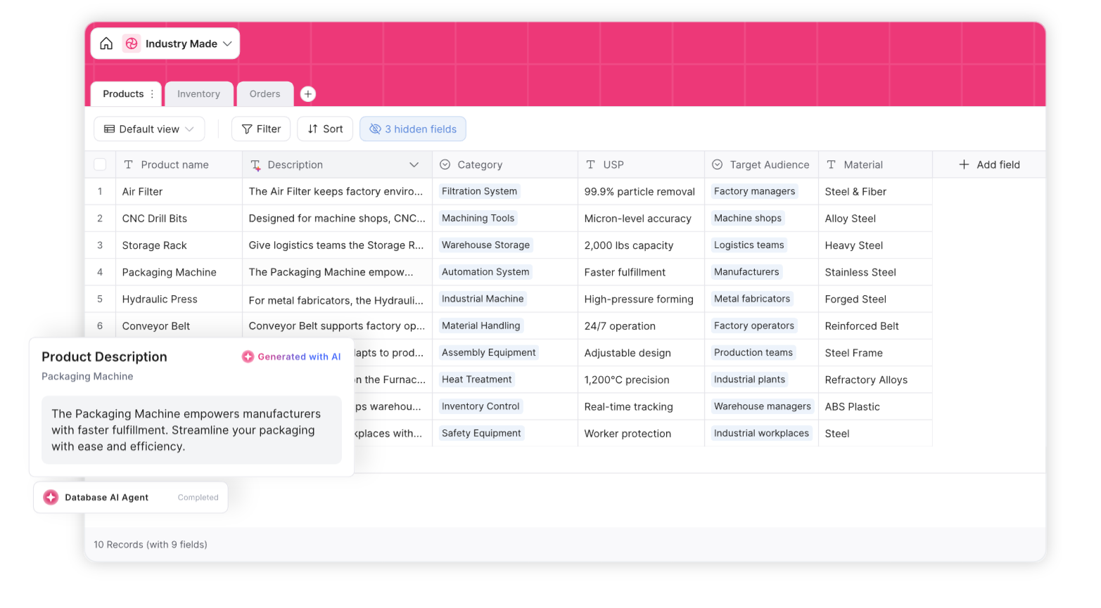 Softr's database agents at work on a database