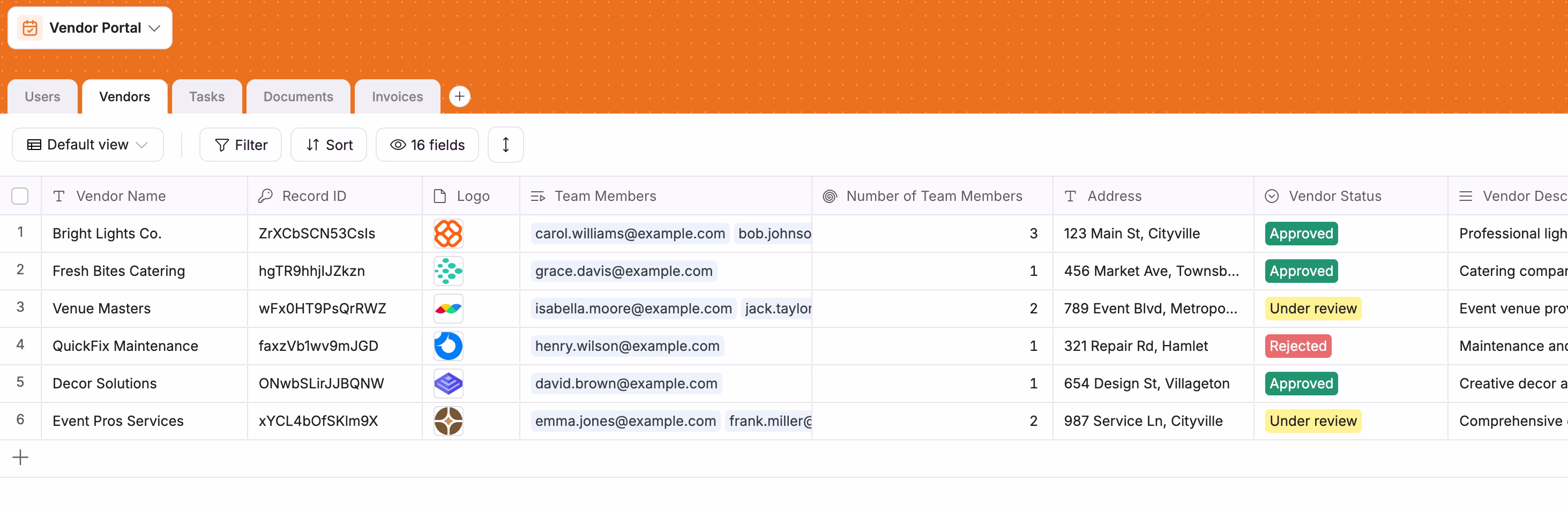 Vendors Database leveraging Softr Databases