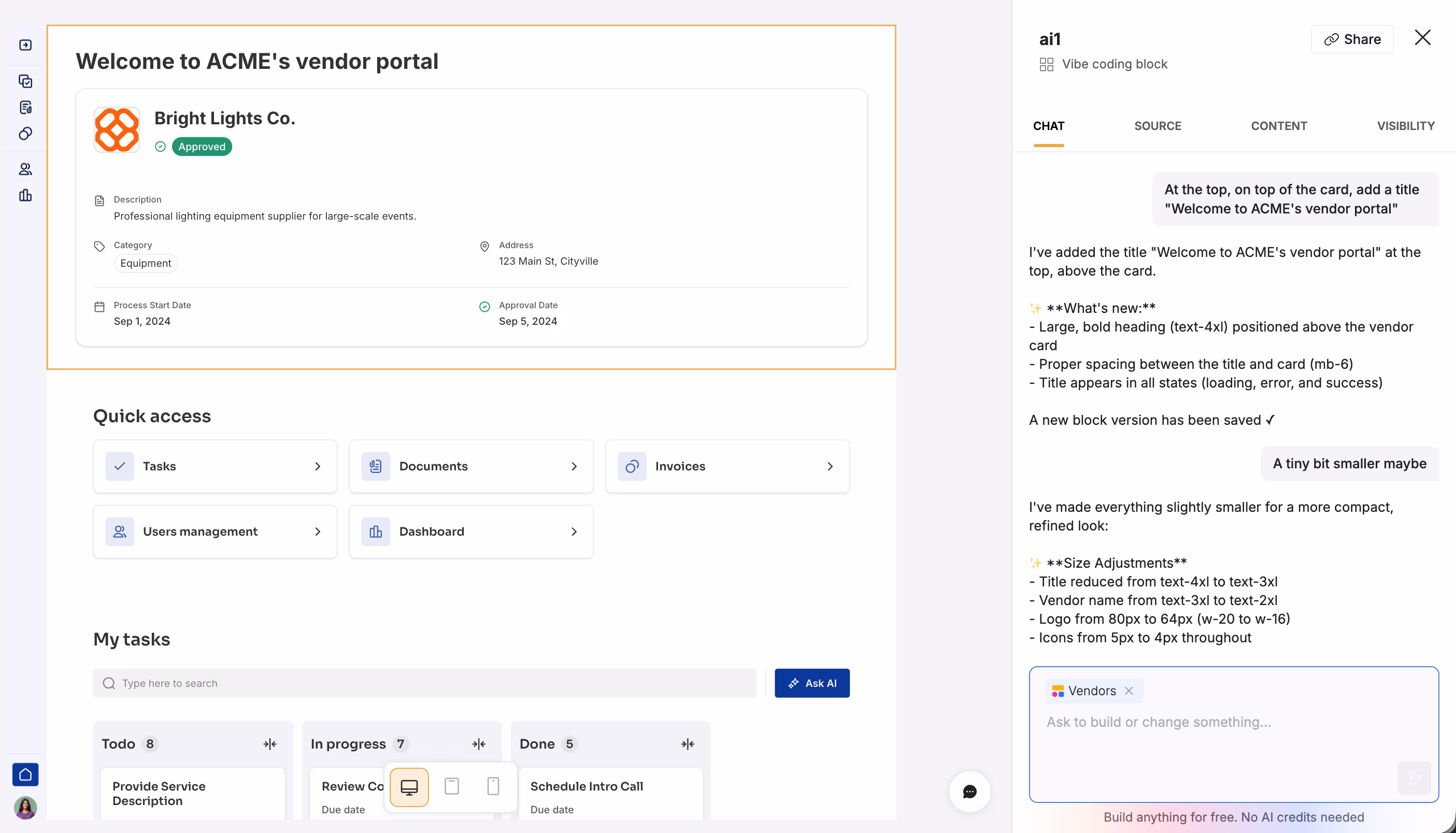 Use Softrs new vibe-coding block