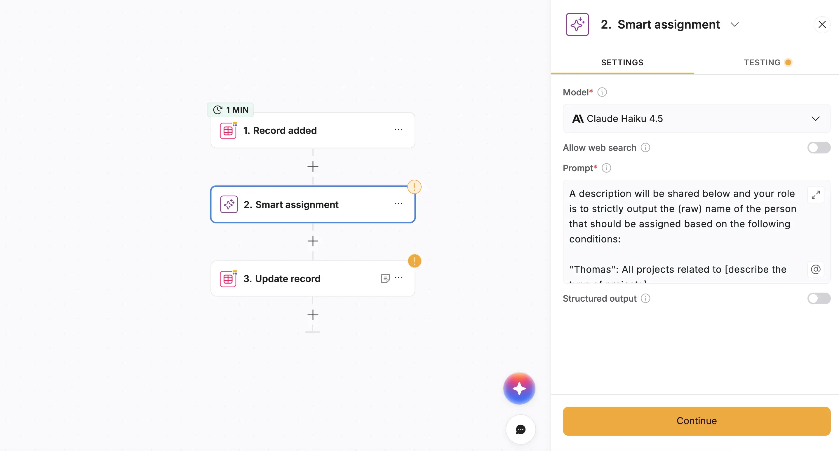 Autoassign owners with AI template in Softr