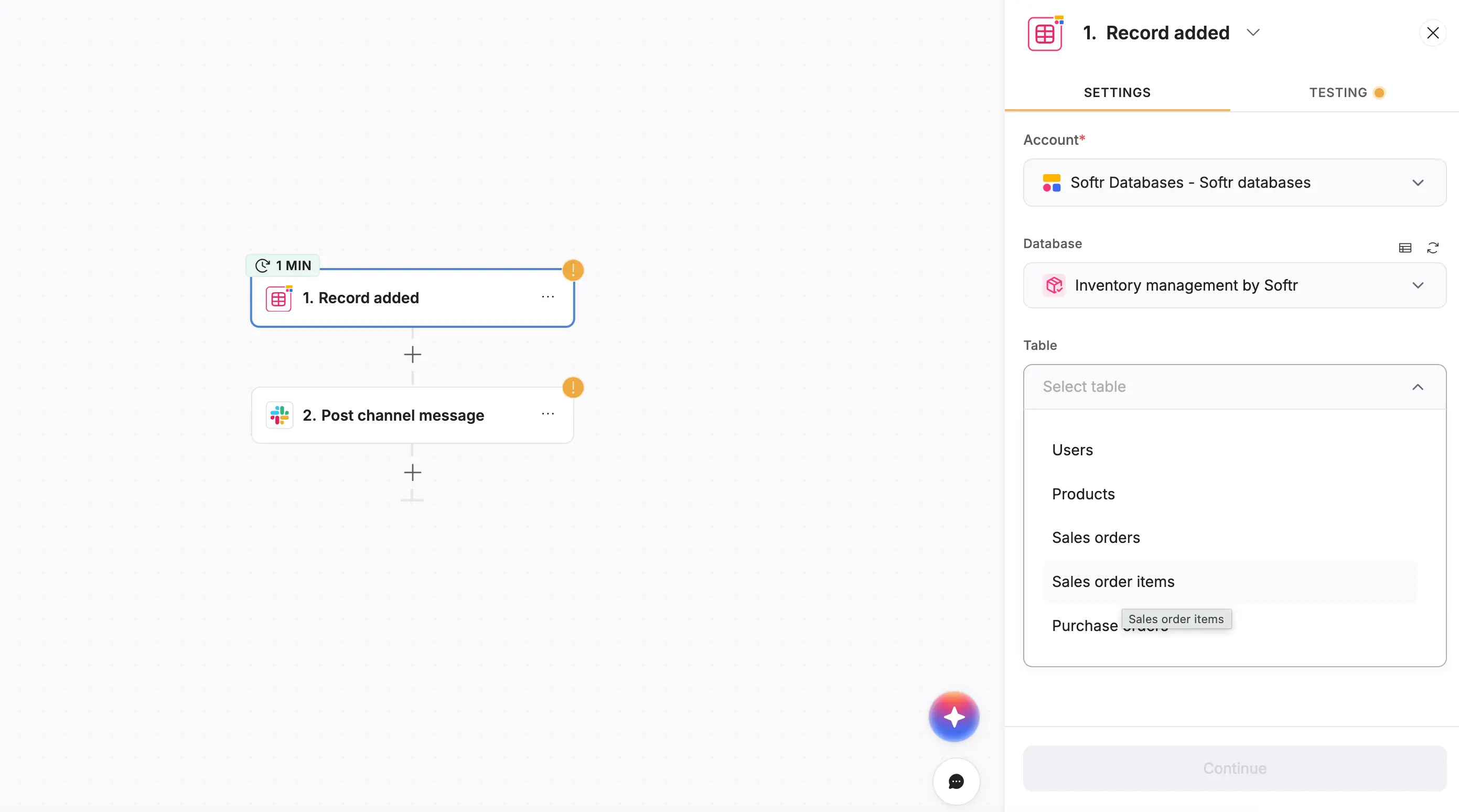 Slack alert template when new record is added