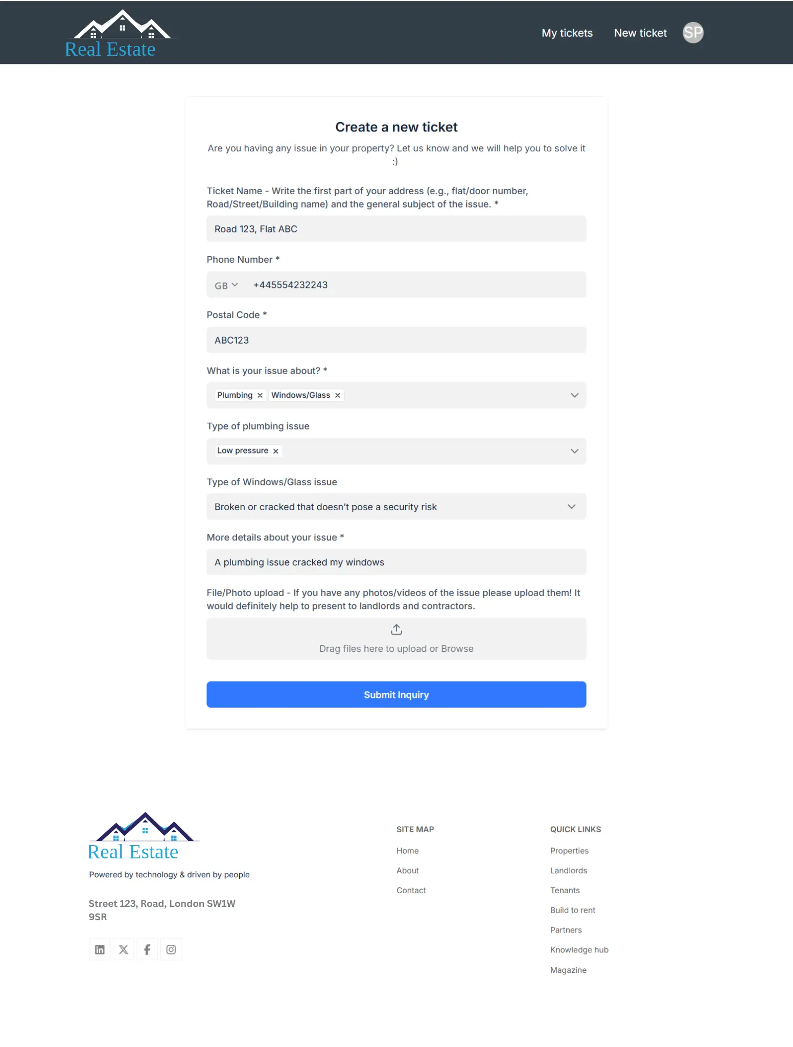 Tenants submit tickets via Softr
