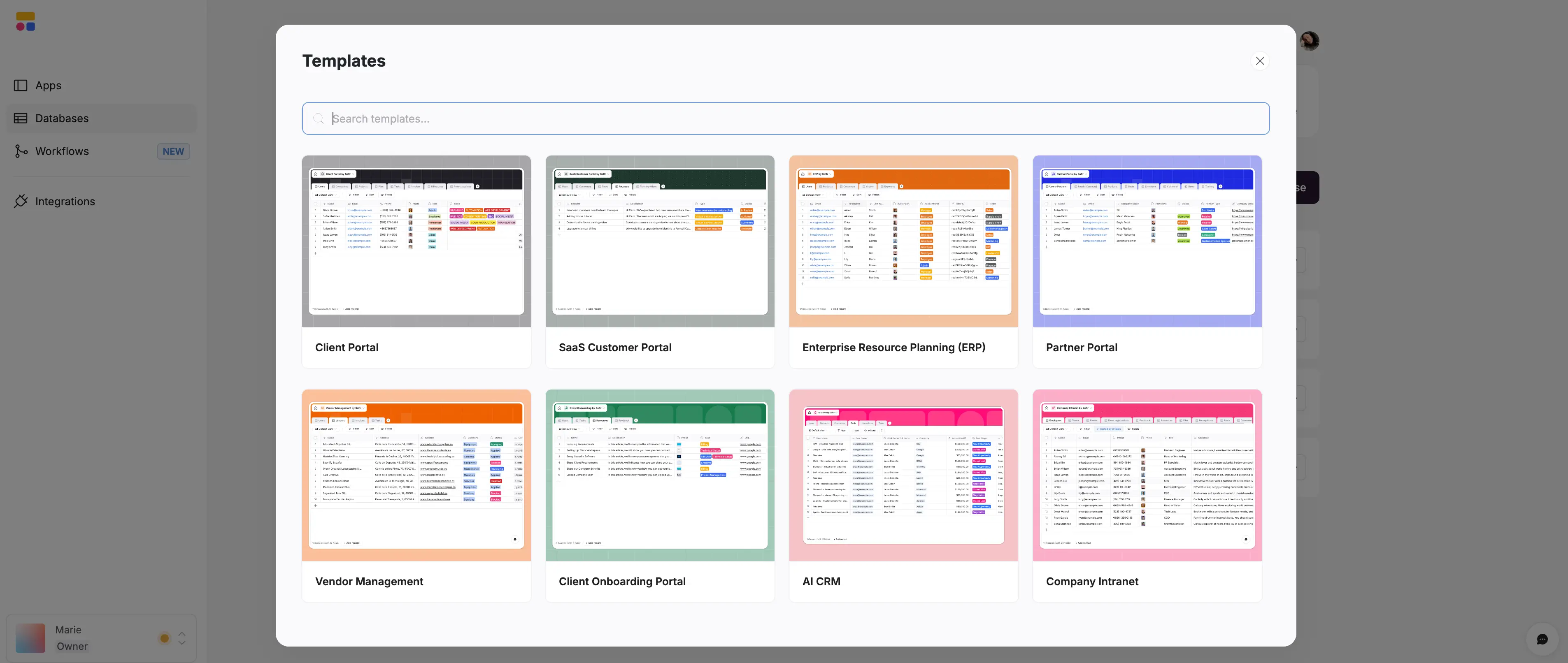 Softr database templates