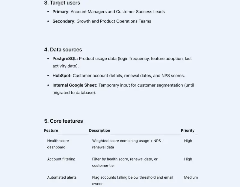 An example of a PRD.