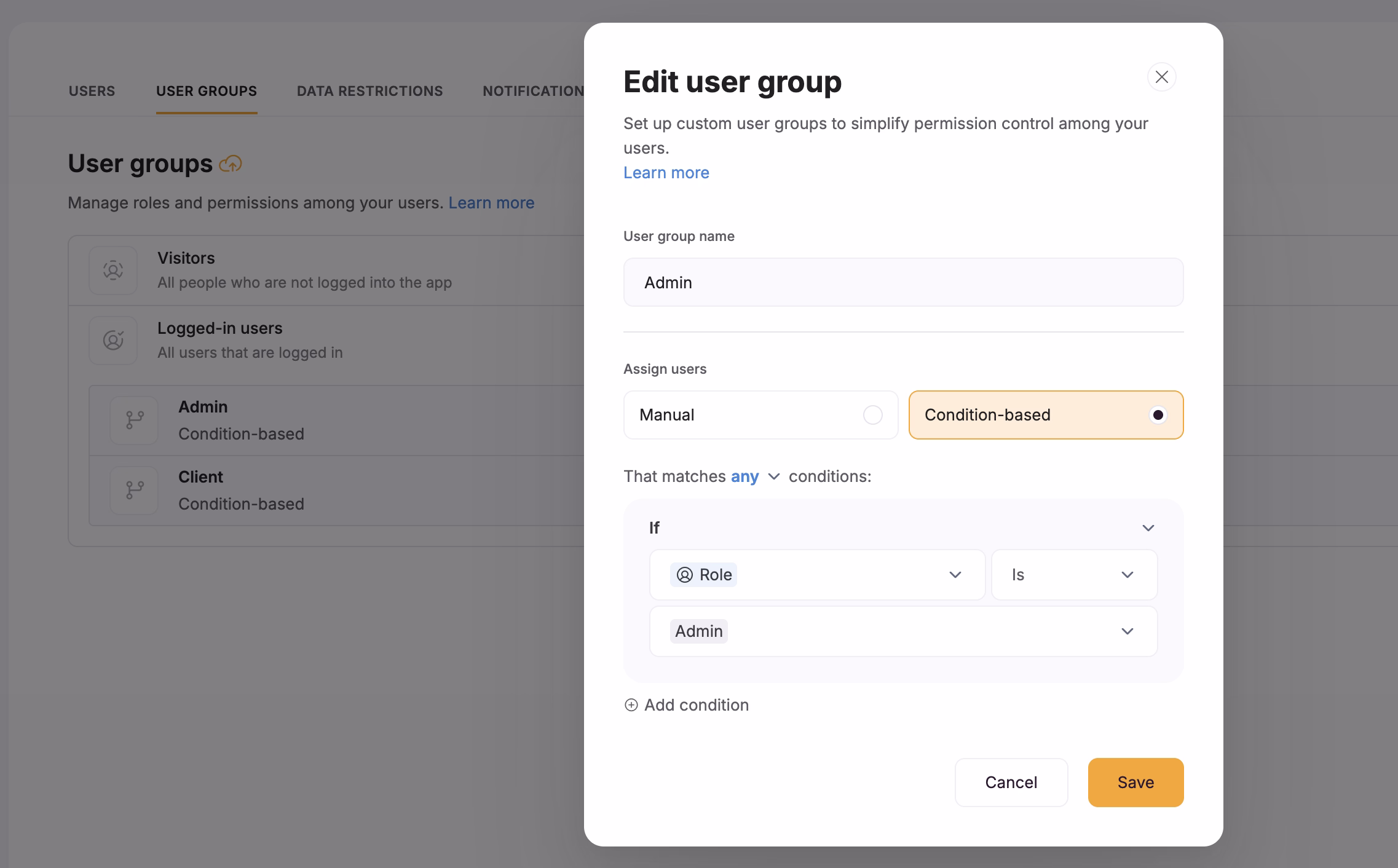Manage the user groups of your Softr app