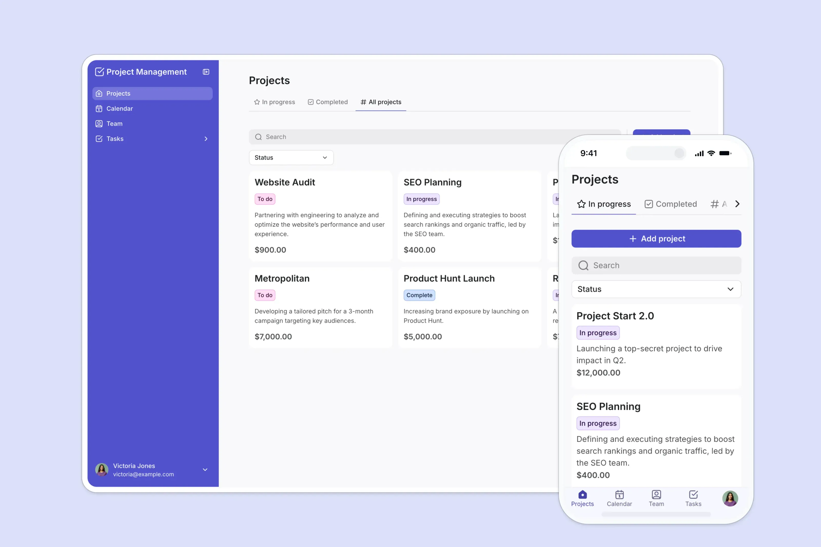 Softr's free project tracker template