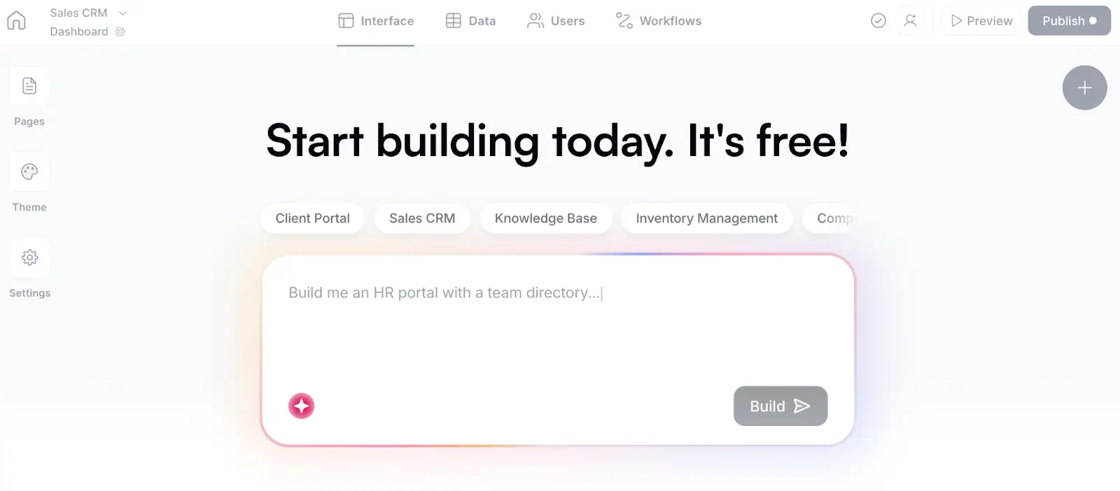 Softr's AI app builder