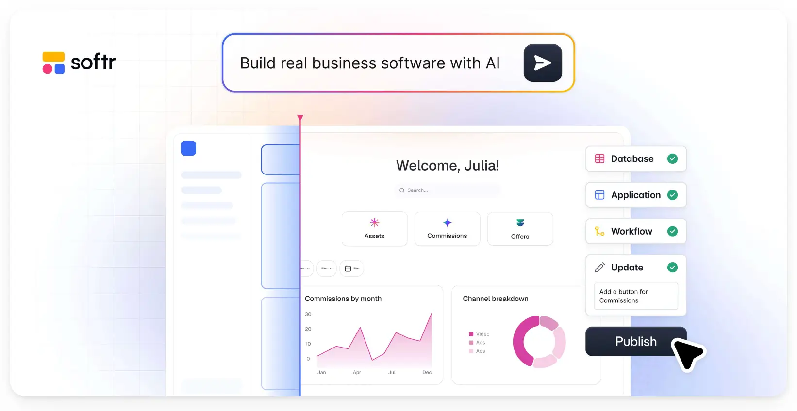 Custom dashboard built with Softr AI