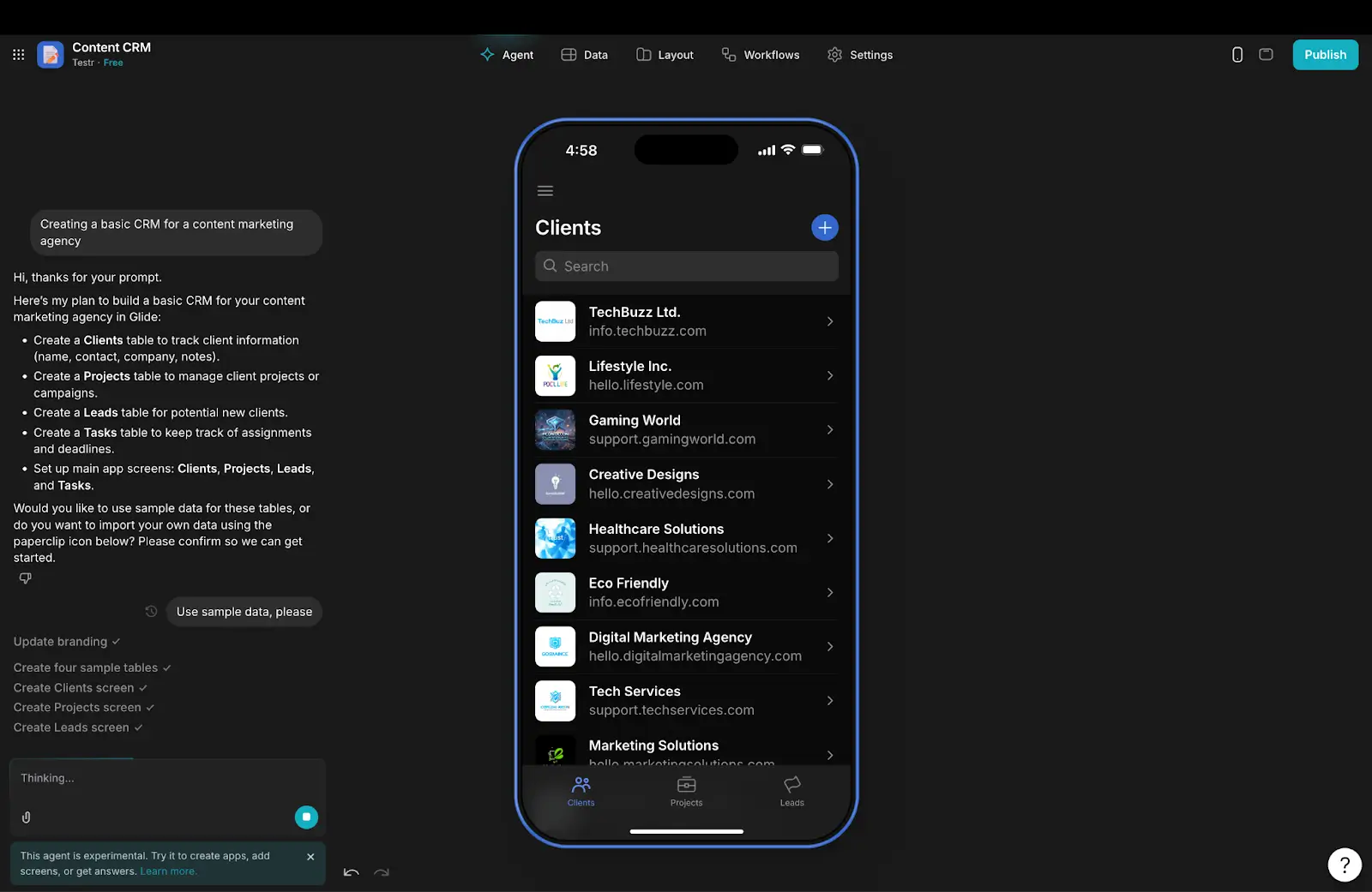 Glide AI prompting screen