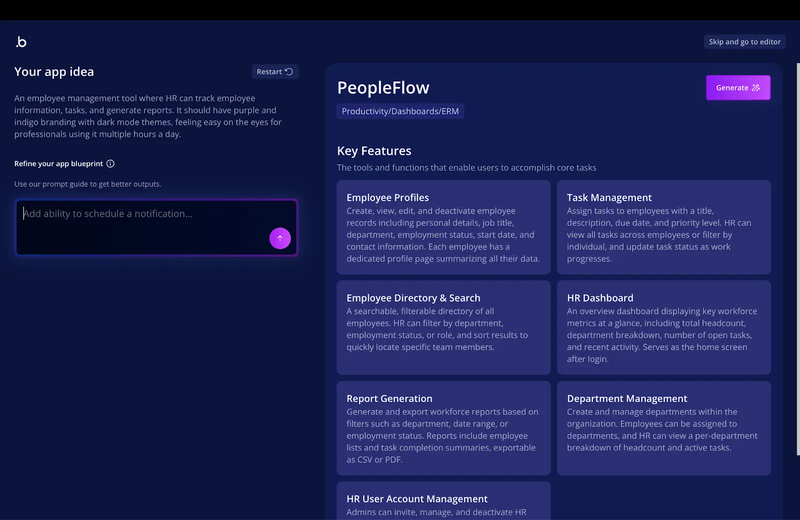 Bubble app app blueprint page