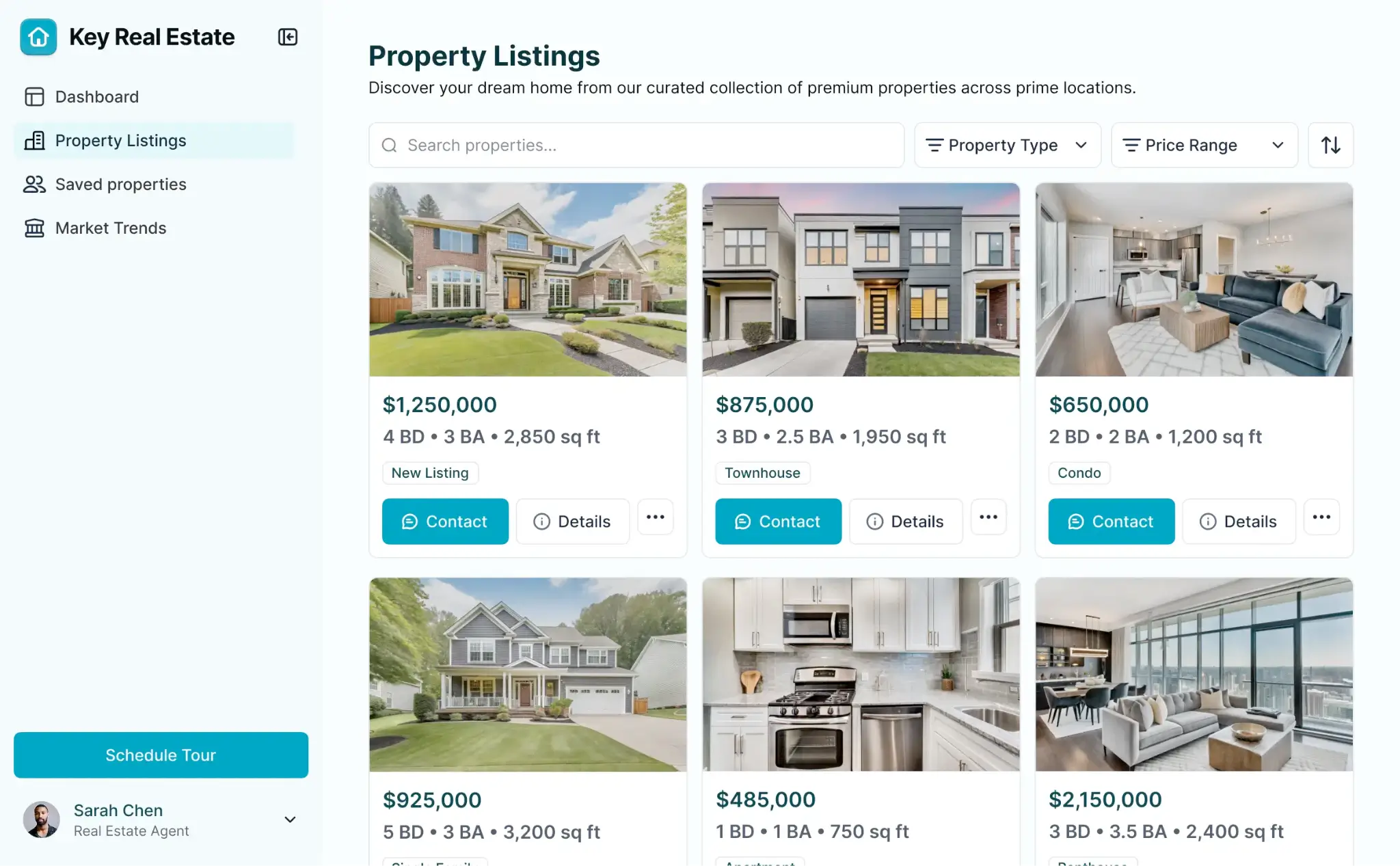 Real estate website by Softr with property listings
