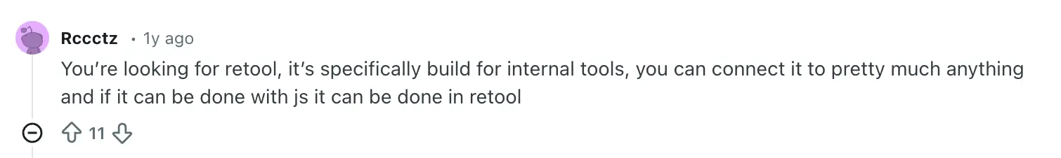 Retool review on Reddit