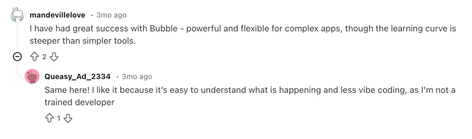 Bubble reviews on Reddit