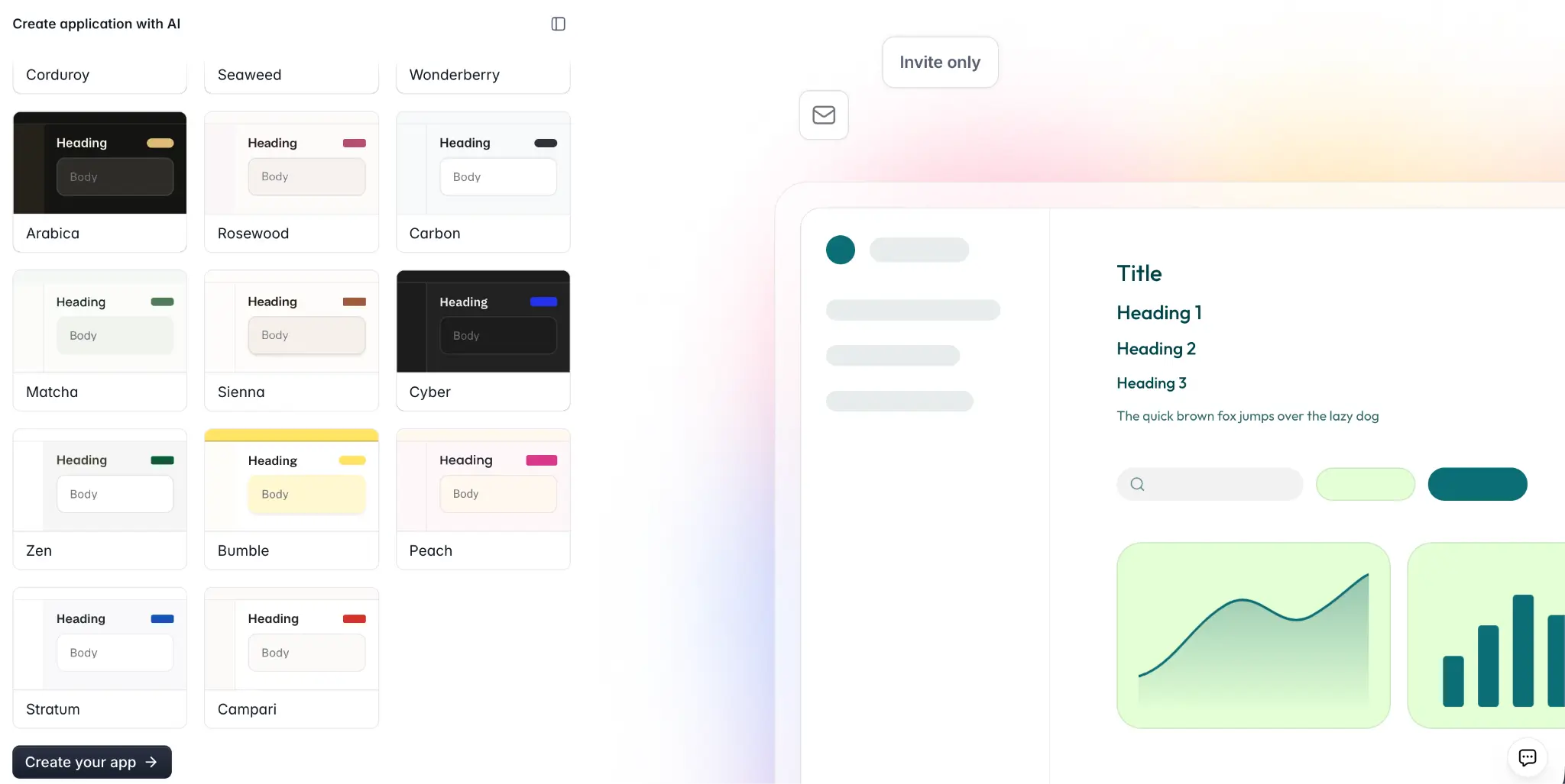 Softr theme selection in the AI Co-Builder