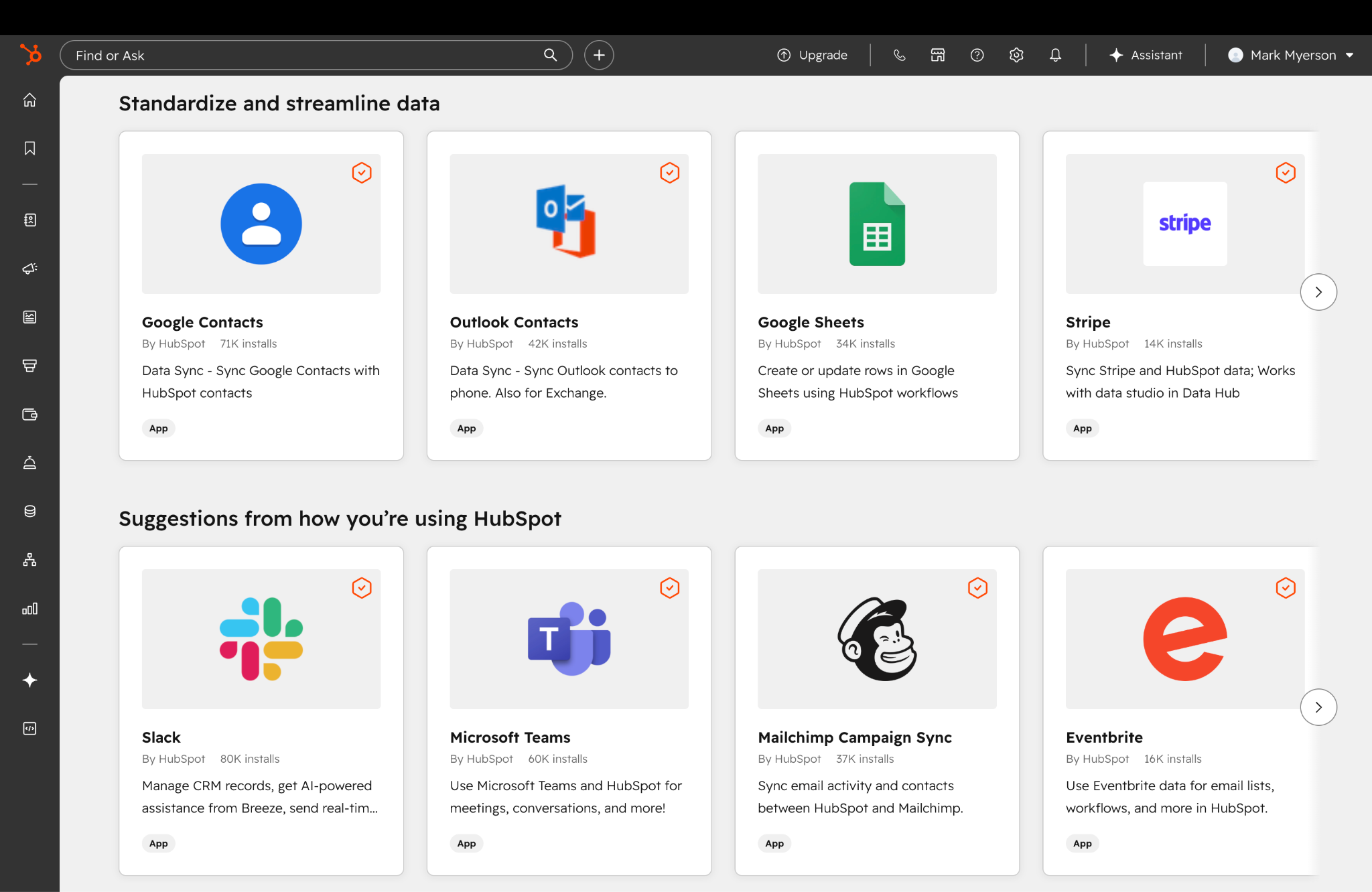 HubSpot integrations with overview of apps it connects to