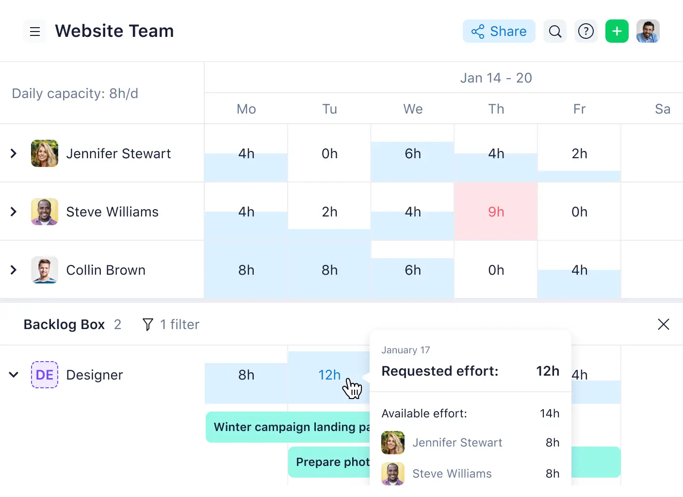 Wrike time tracking feature in project management tool