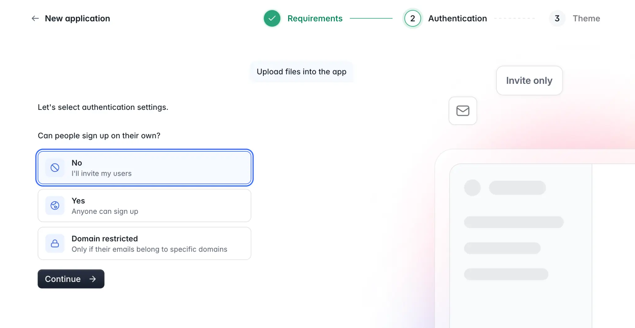 Authentication settings in Softr