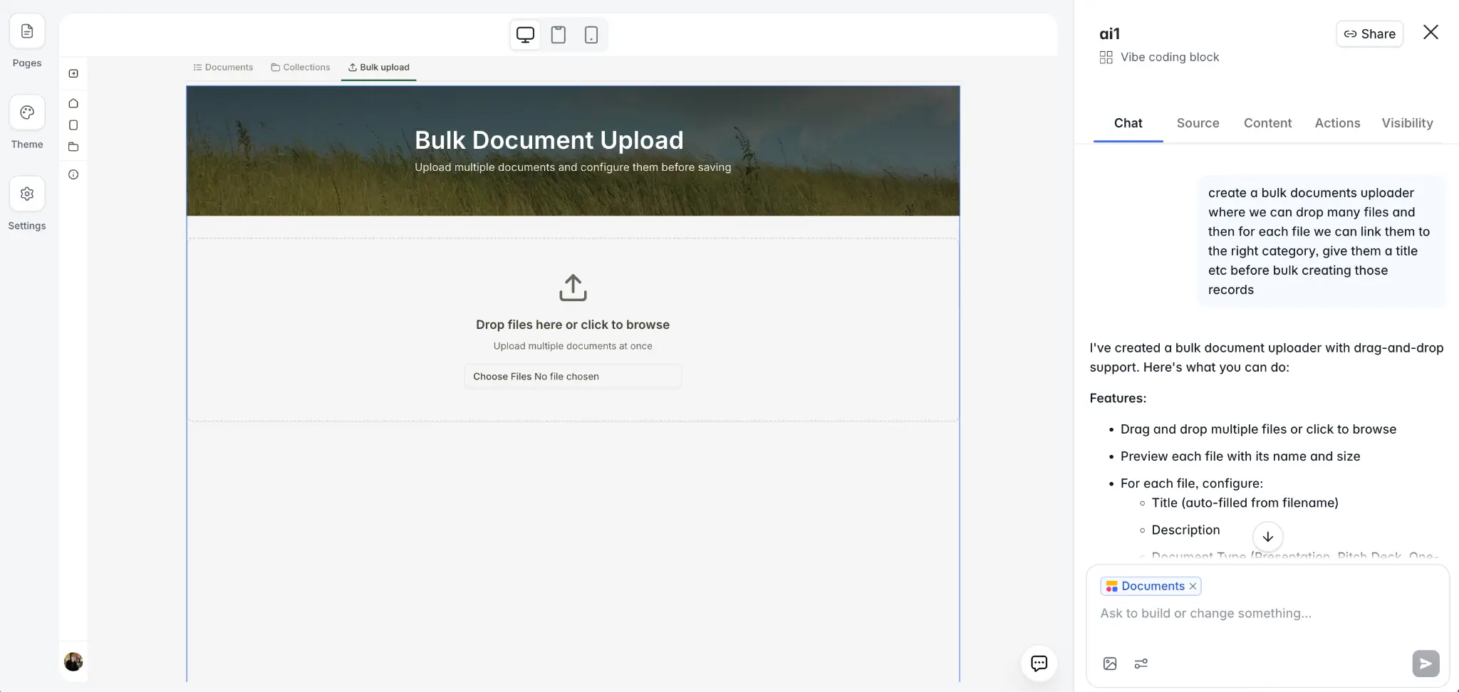 Bulk document upload 