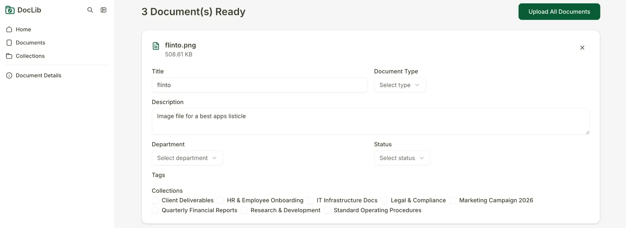 Bulk document uploader built with Softr's Vibe Coding block
