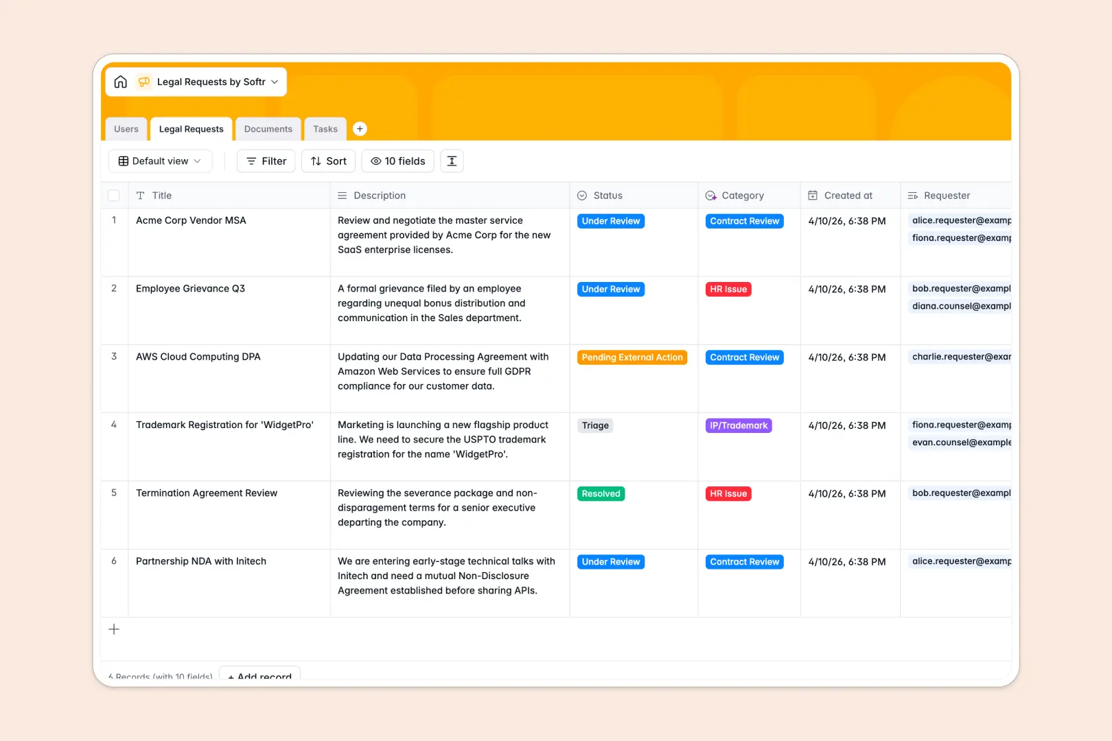 legal requests database