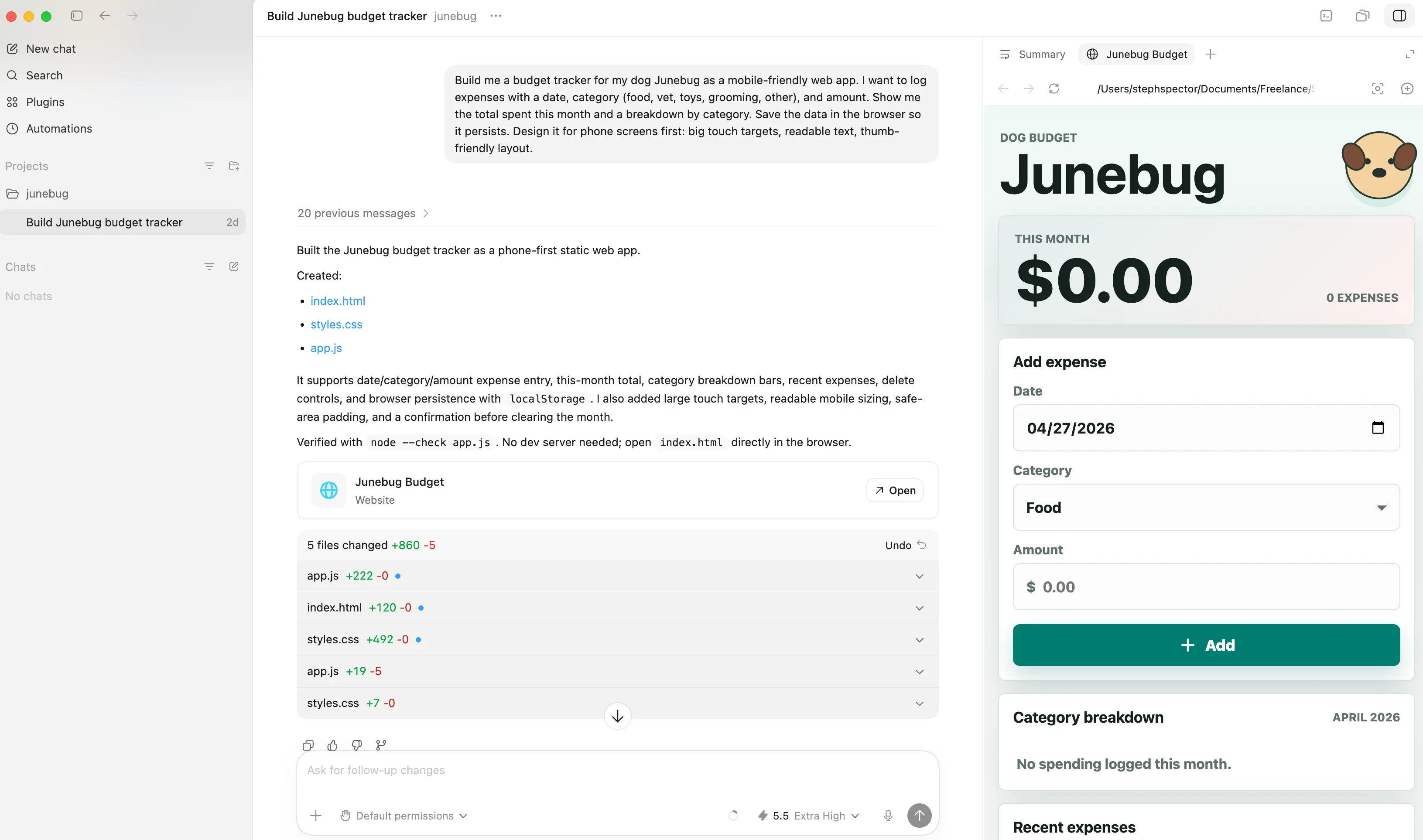 A custom budget tracker for pet food built by Codex