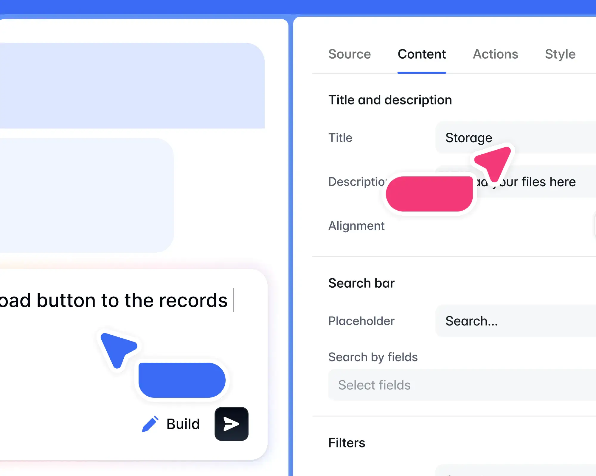 Softr AI prompting versus visual builder in the app