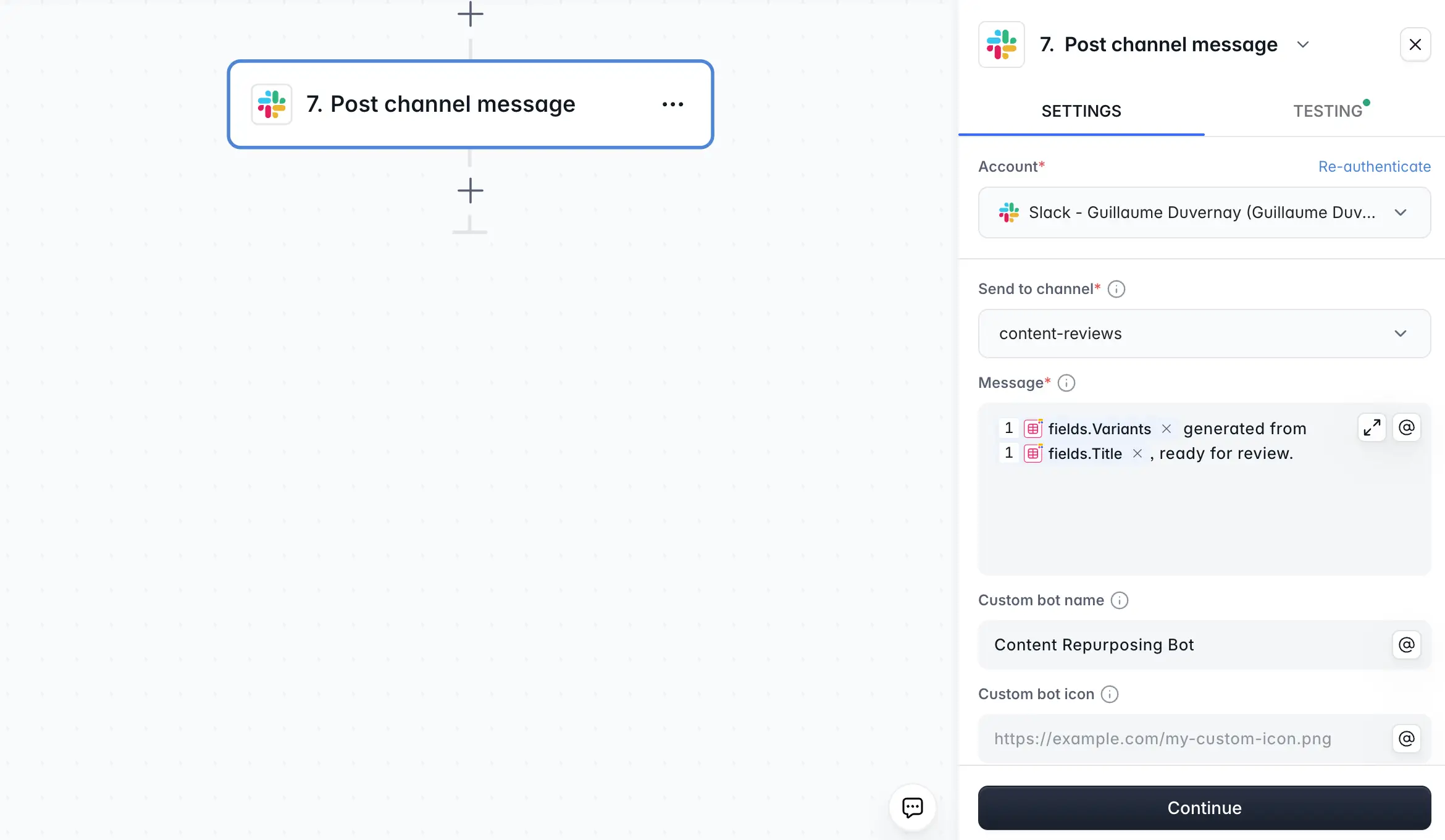 Slack notification in Softr Workflows