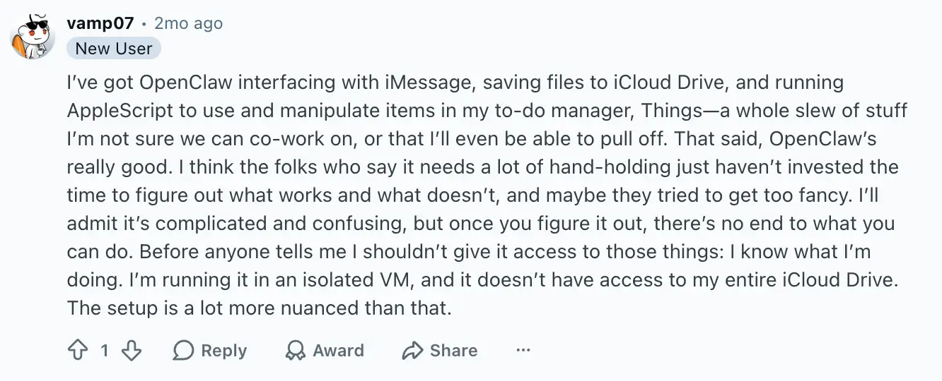 Reddit user talks about use cases for OpenClaw