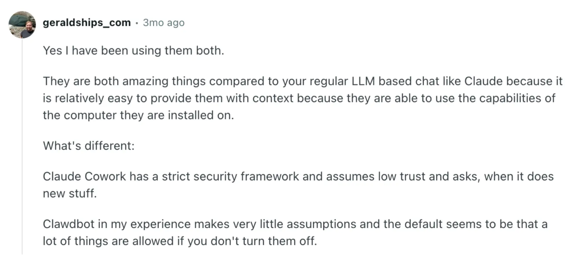 Reddit user talks about use cases for Claude Cowork and Clawdbot