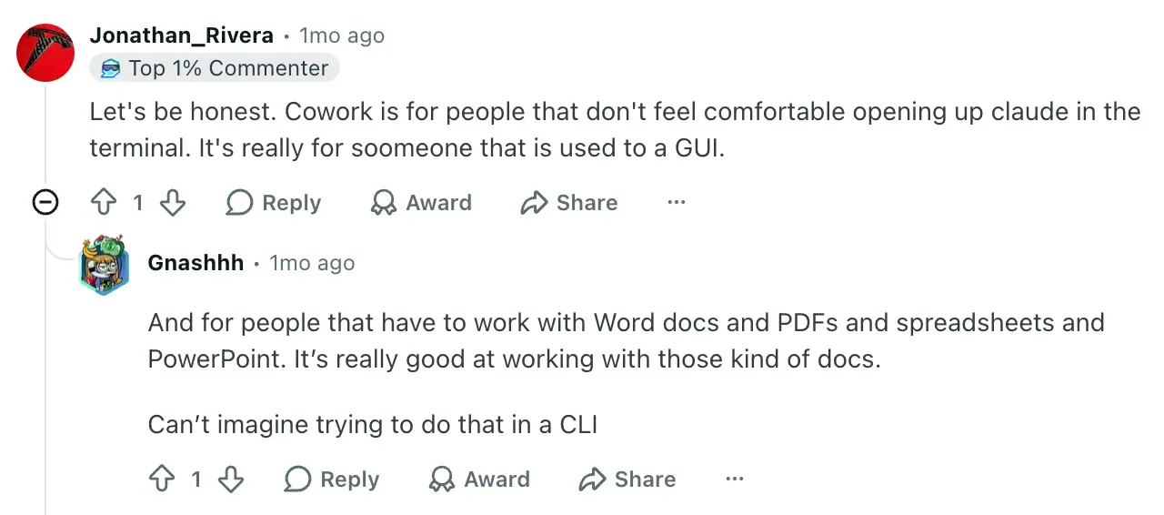 Reddit user talks about use cases for Claude Cowork