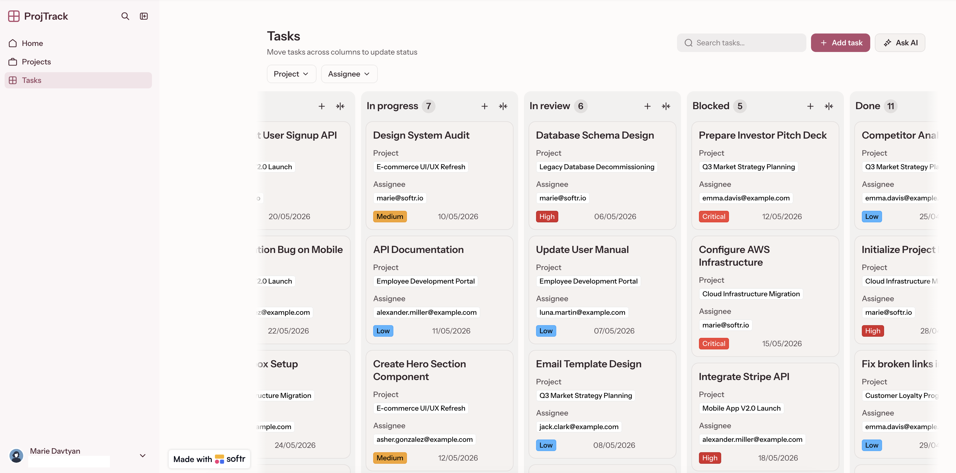 Kanban board in project management