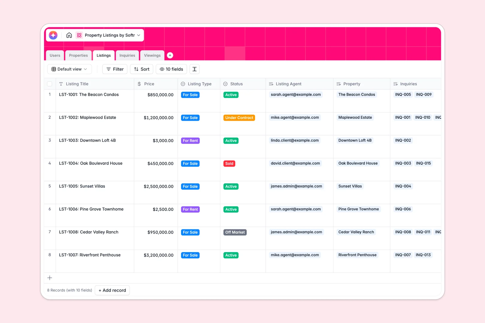 property listings database