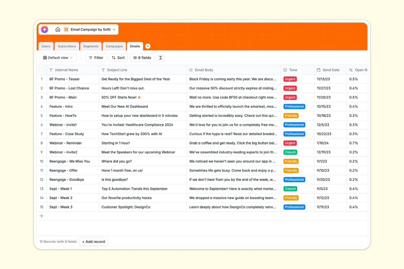 email campaign database