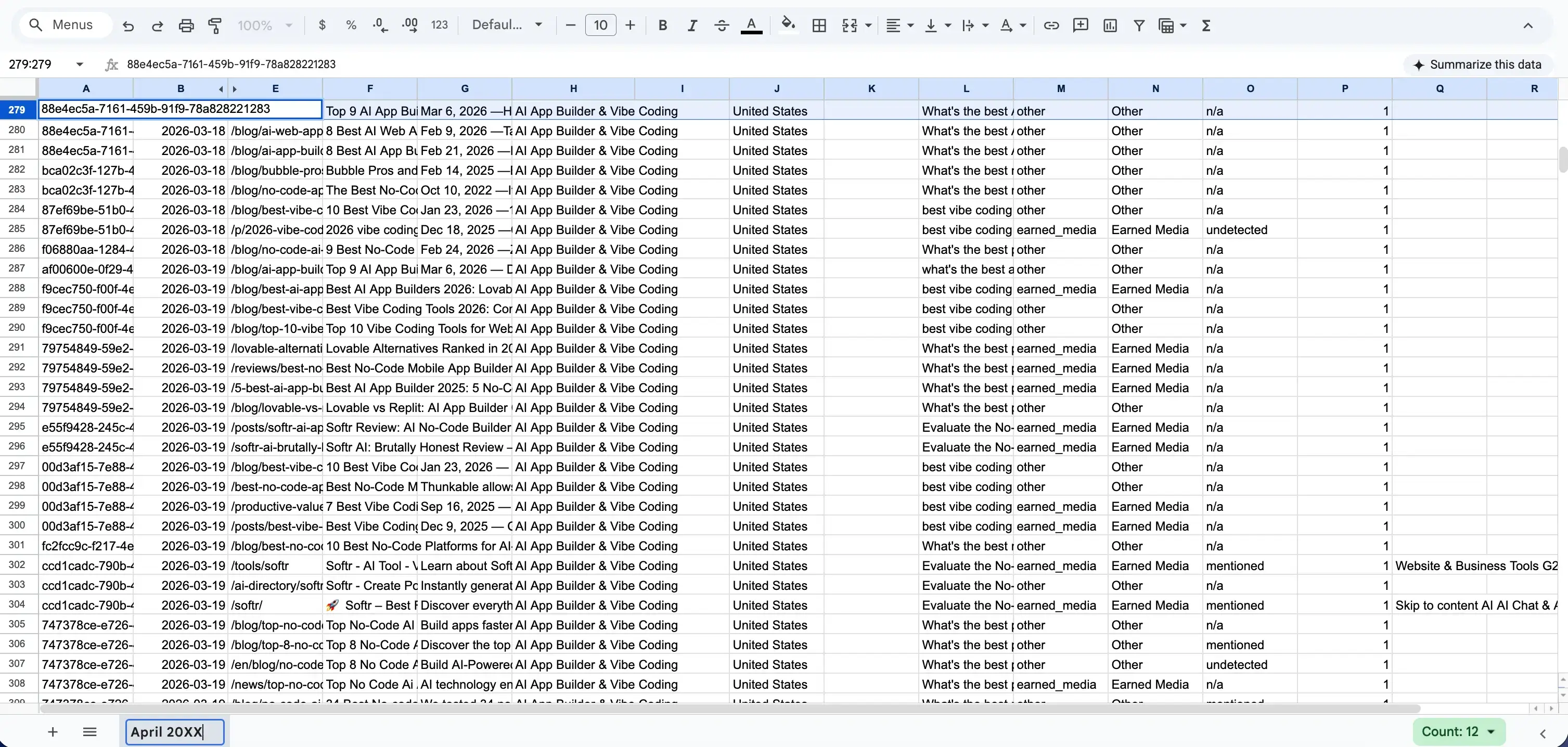 Messy spreadsheet data in Google Sheets