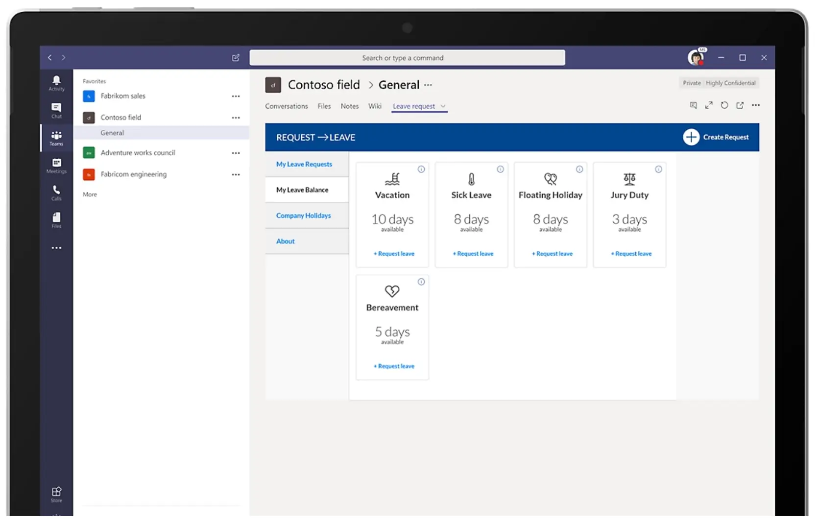 Microsoft Power Apps HR dashboard