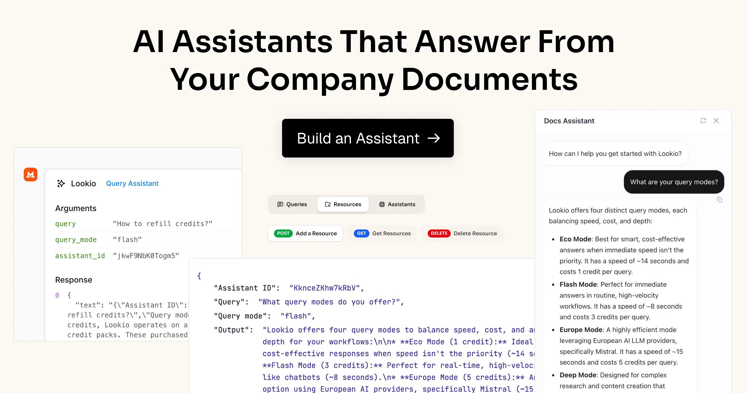 Lookio is the best RAG platform to build assistants that answer from your company documents - it features an API for automation and MCP for agents.