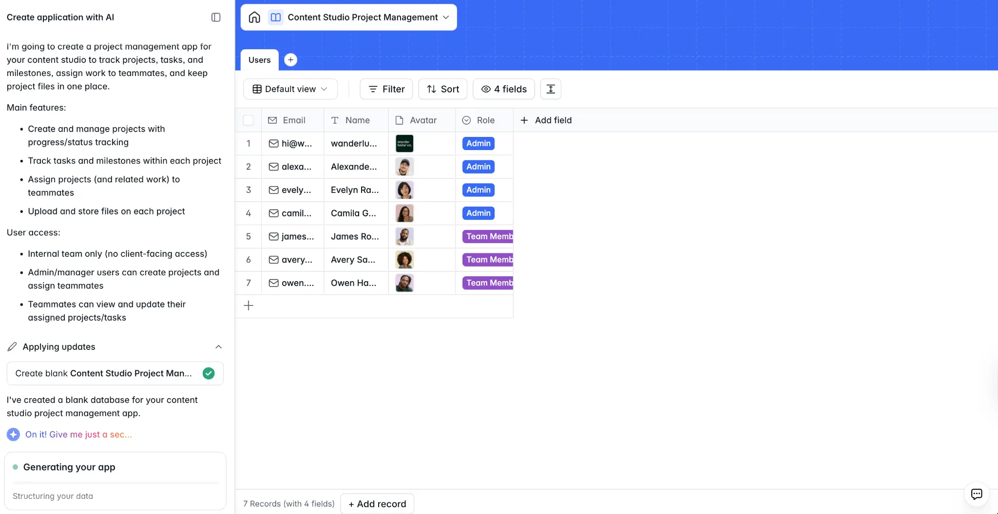 Softr AI app builder in action