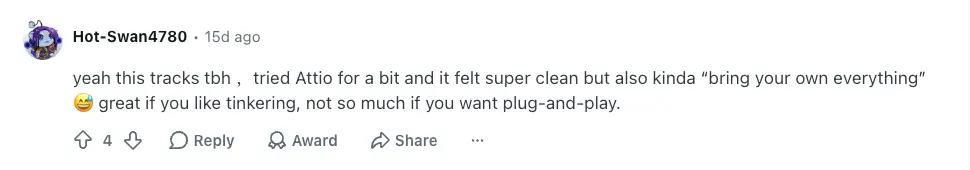 Attio user criticism on Reddit