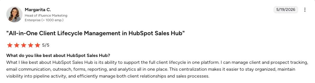HubSpot user review