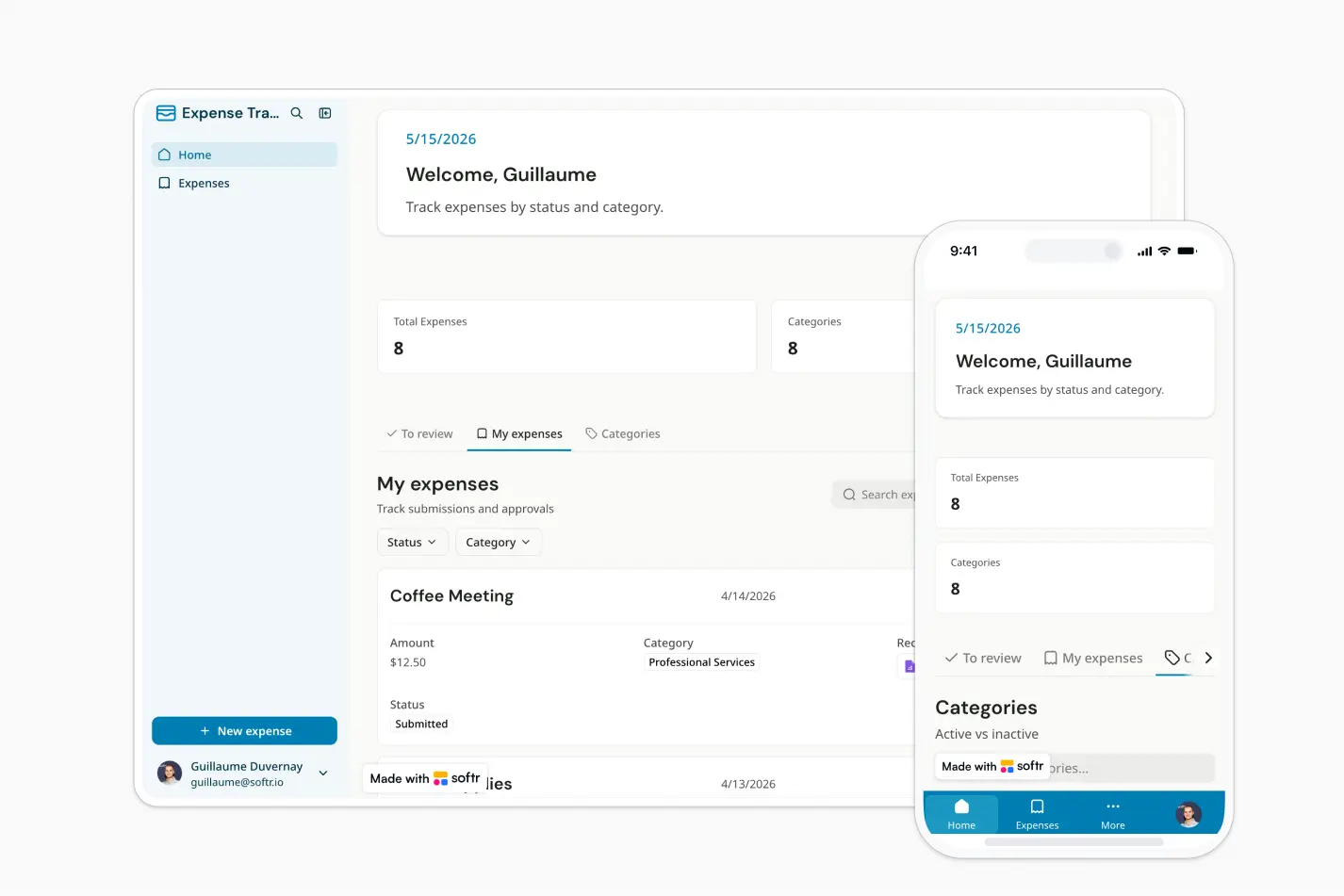 Softr mobile progressive web app client dashboard view