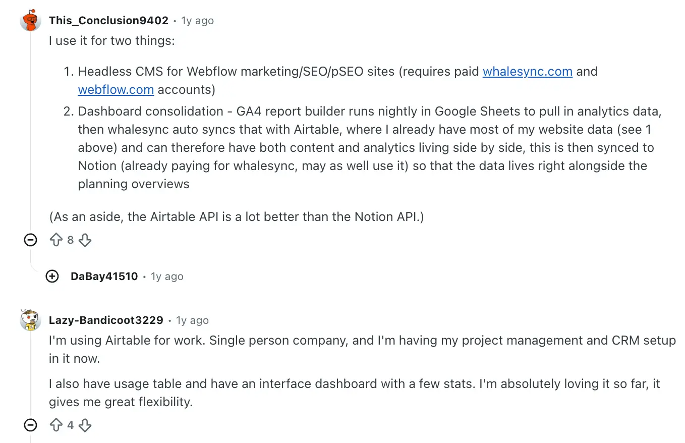 Baserow vs Airtable on Reddit
