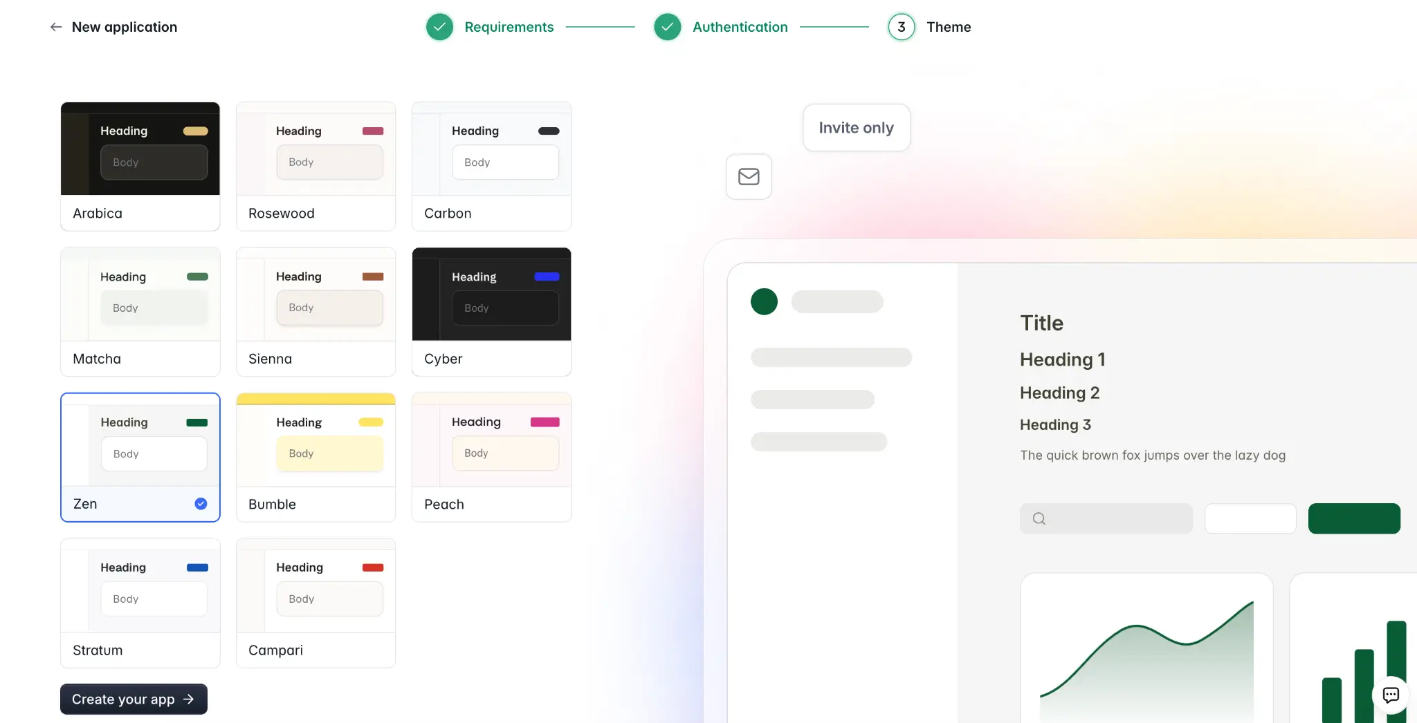 Selecting and applying a global theme to a Softr app in the studio