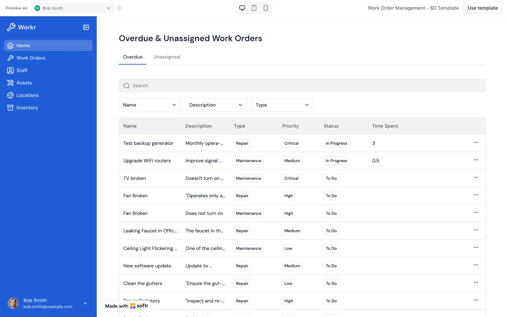 Softr's project operations template