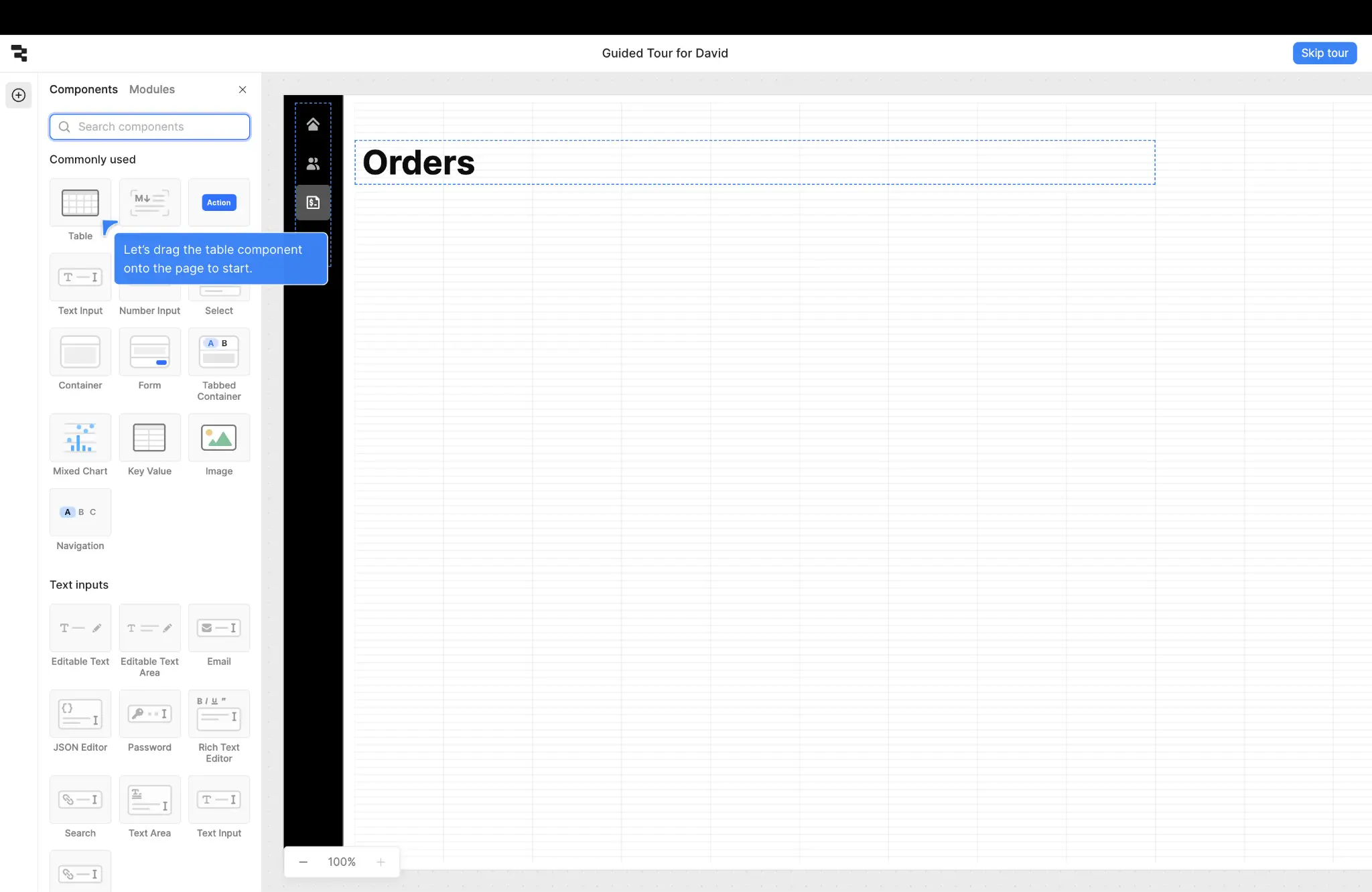 Retool orders dashboard